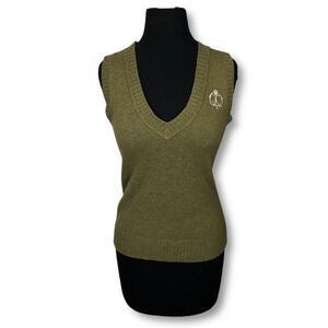 Y2K Juicy Couture Cashmere Wool Blend V Neck Sweater Vest Olive Green Women's S‎